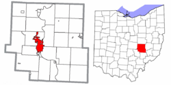 Muskingum County Ohio Zanesville highlighted